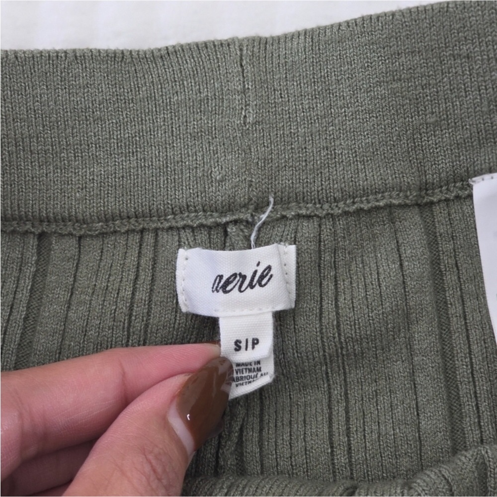 Aerie ribbed wide-leg pants in sage green Size S/P EUC - Picture 8 of 10